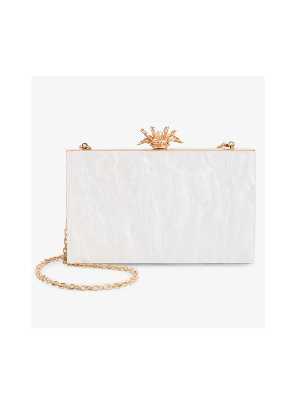 INC International Concepts acrylic box clutch evening bag - Pearly gold